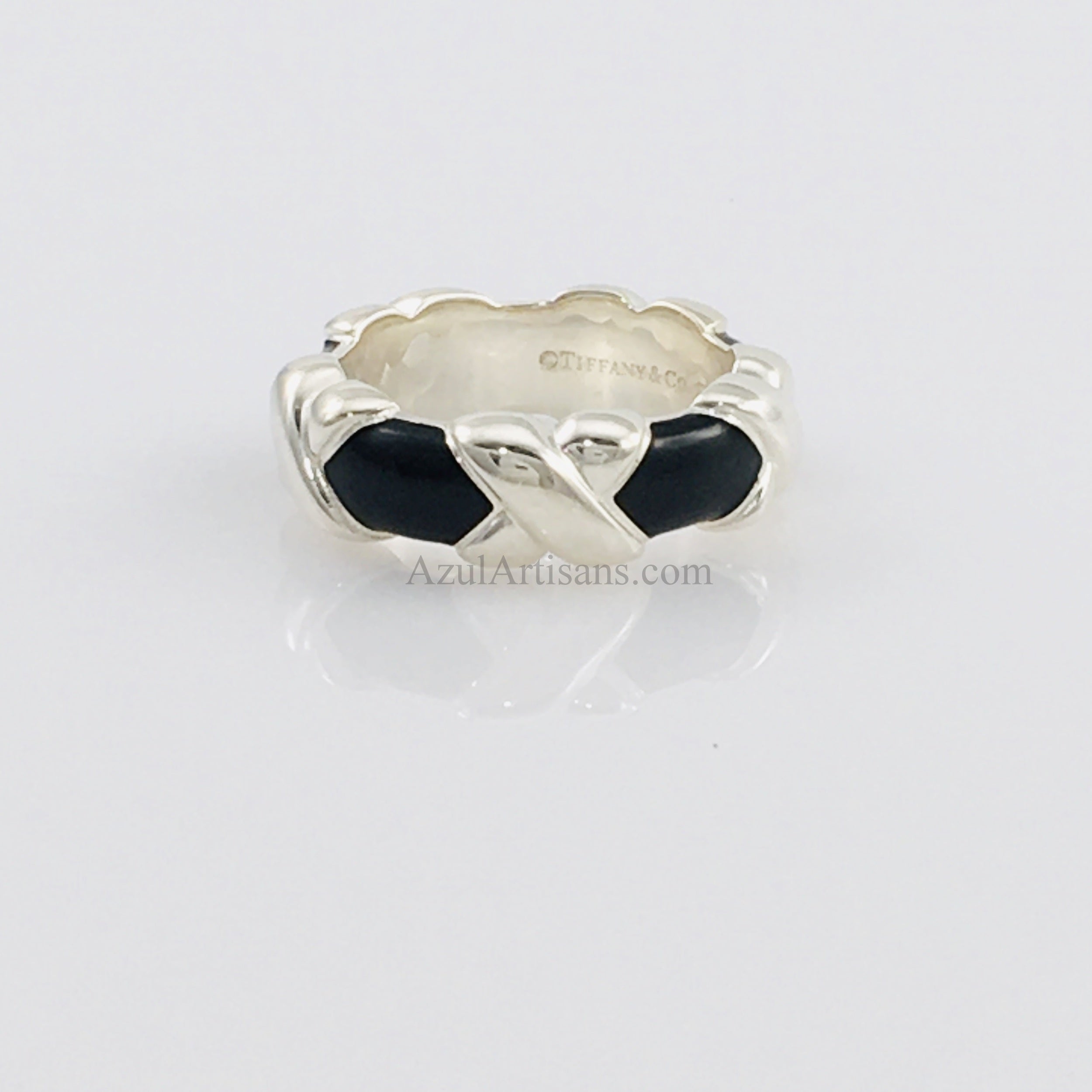 Tiffany & Co. Black Enamel Wide Signature Ring – Azul Artisans