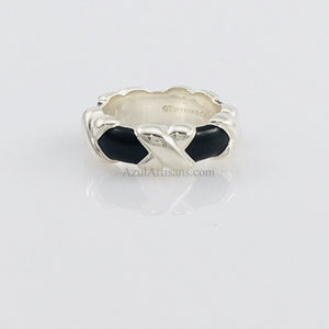 Tiffany & Co. Black Enamel Wide Signature Ring