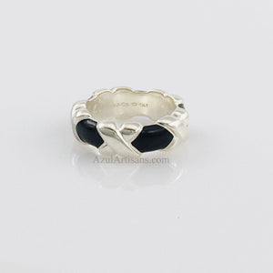 Tiffany & Co. Black Enamel Wide Signature Ring