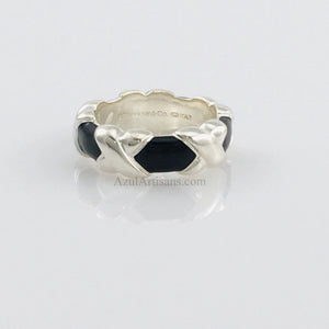 Tiffany & Co. Black Enamel Wide Signature Ring