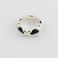 将图片加载到图库查看器，Tiffany &amp; Co. Black Enamel Wide Signature Ring
