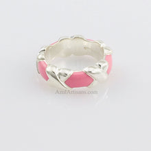 将图片加载到图库查看器，Tiffany &amp; Co. Pink Enamel Wide Signature Ring
