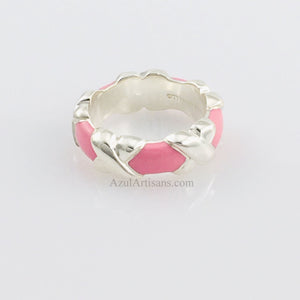 Tiffany & Co. Pink Enamel Wide Signature Ring